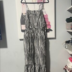 Stylish Black and White Striped Dress.